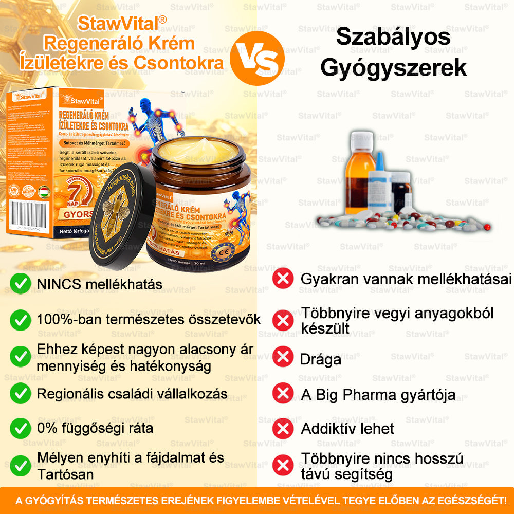 🟢𝑺𝒕𝒂𝒘𝑽𝒊𝒕𝒂𝒍® Botoxot és Méhmérget Tartalmazó Regeneráló Krém Ízületekre és Csontokra | MOT (Magyar Ortopéd Társaság) által tanúsított termék