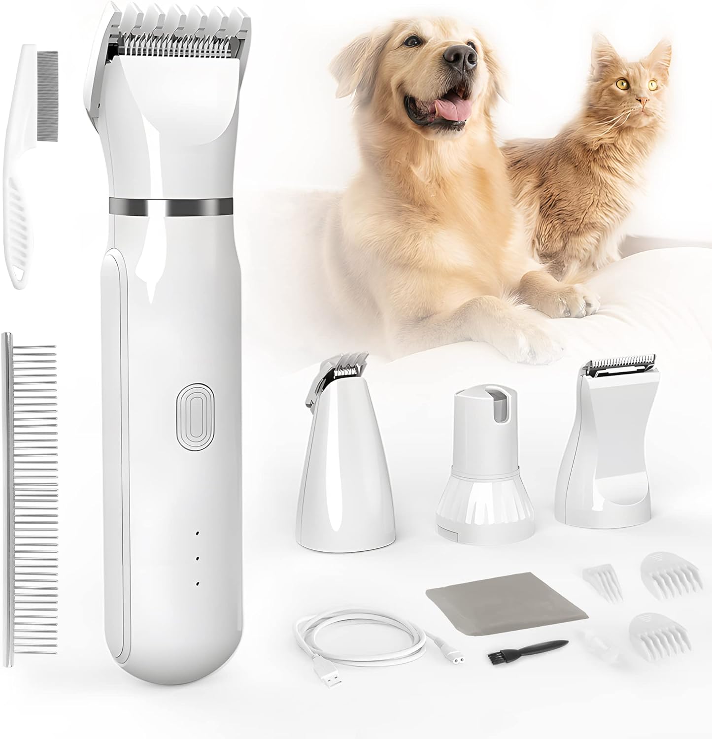 (đ„Last Day Promotion - 49% off)2024-Ultimate Pet Grooming Kit đ¶ 4-in-1 Electric Clippers with 4 Interchangeable Blades